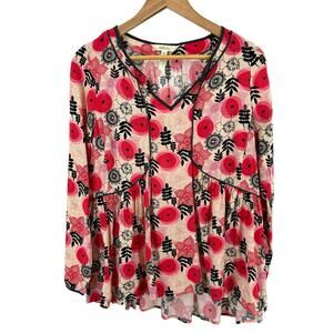 Matilda‎ Jane Make Believe Mistletoe Magic Floral Peasant Tunic Top Small